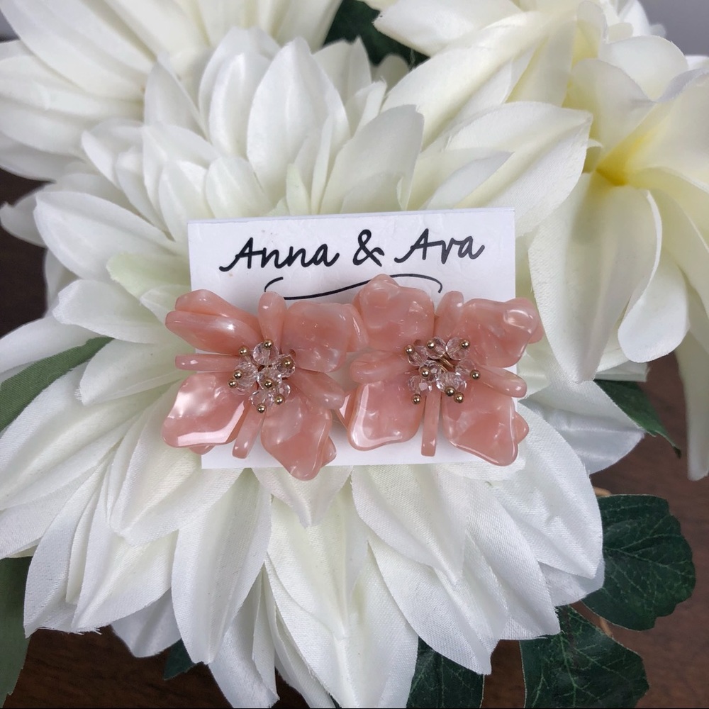 Anna & Ava Beaded Pink Blush Floral Earrings
